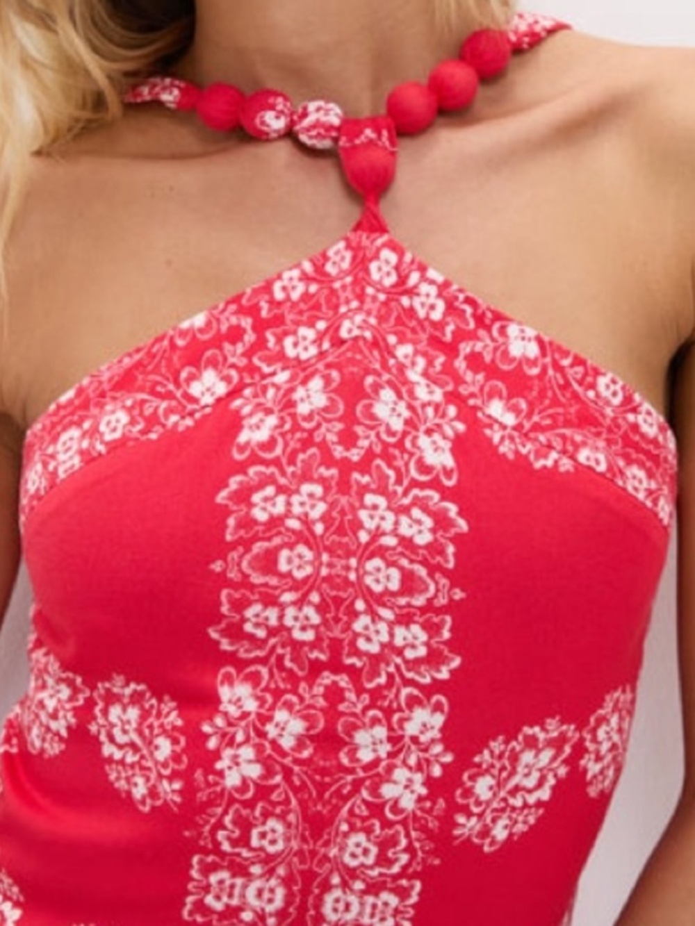 Tuckernuck Hyacinth House Red Floral Wauwinet Maxi Dress Halter Strap Size Small - Picture 3 of 5